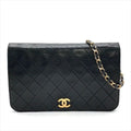 Chanel Quilted Lambskin CC Logo Push Lock Chain Shoulder Bag Black