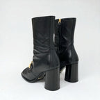 Gucci Boots Short Shoes Leather Black Gold Chain Belt — view 5