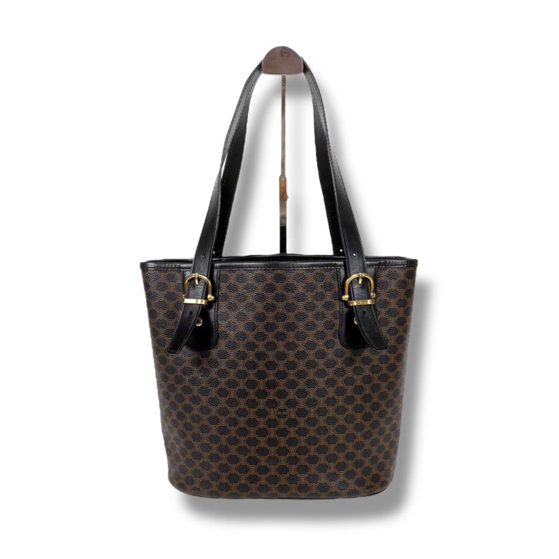 Celine Mini Tote Bag Black Macadam Leather Bucket Shape — view 2