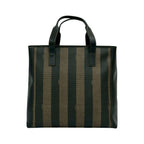 Fendi Pecan Pattern Stripe Zucca FF Leather Handbag Mini Tote Black Khaki — view 3