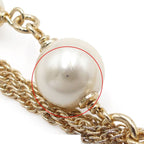 Chanel Bracelet Gold Metal Costume Pearl Color Stone CC Logo Triple Strand Chain — view 7