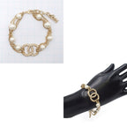 Chanel Bracelet Gold Metal Costume Pearl Color Stone CC Logo Triple Strand Chain — view 8