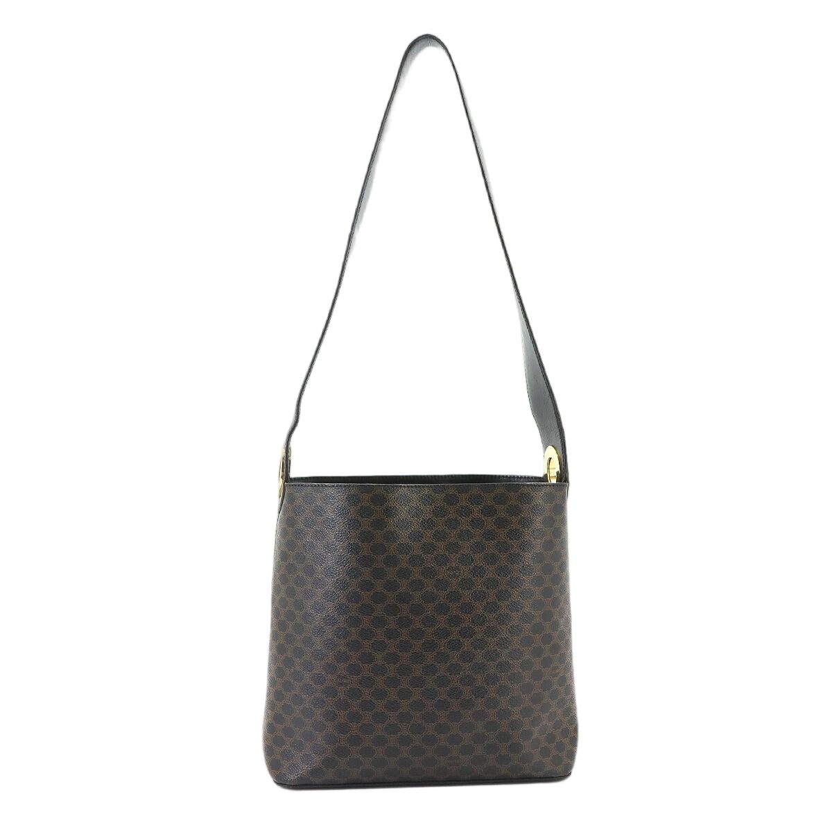 Celine Macadam Bag Leather Black Brown Gold Vintage