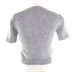 Prada Embroidered Logo Argyle Short Sleeve Knit Gray 36 Hat — view 3
