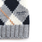 Prada Embroidered Logo Argyle Short Sleeve Knit Gray 36 Hat — view 5