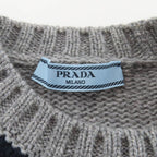 Prada Embroidered Logo Argyle Short Sleeve Knit Gray 36 Hat — view 6