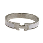 Hermes Bracelet Click Clack Bangle White and Silver — view 3