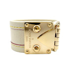 Louis Vuitton Bracelet Cellule Leather Ivory Gold Bangle
