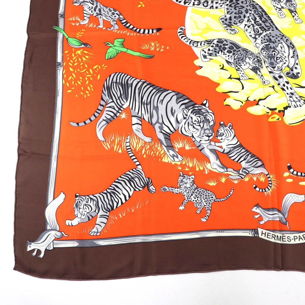 Hermes Carre 140 Tendresse Feline Wild Kindness Silk Large Scarf Multi — view 5