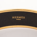 Hermes Emile GM Bangle With Elephant Pattern GP Enamel Gold Black — view 6