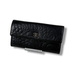 Chanel Camellia Long Wallet Bifold CC Logo Black — view 2