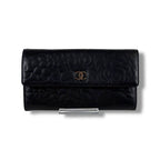 Chanel Camellia Long Wallet Bifold CC Logo Black — view 3