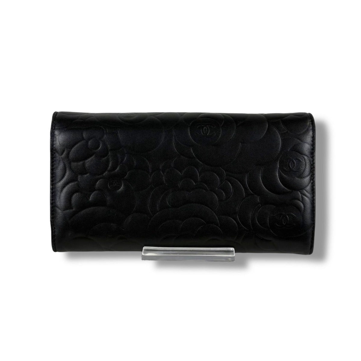 Chanel Camellia Long Wallet Bifold CC Logo Black — view 4