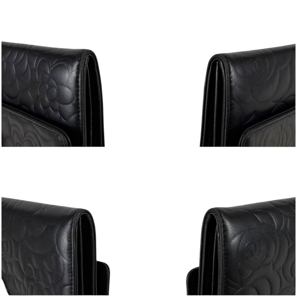 Chanel Camellia Long Wallet Bifold CC Logo Black — view 8