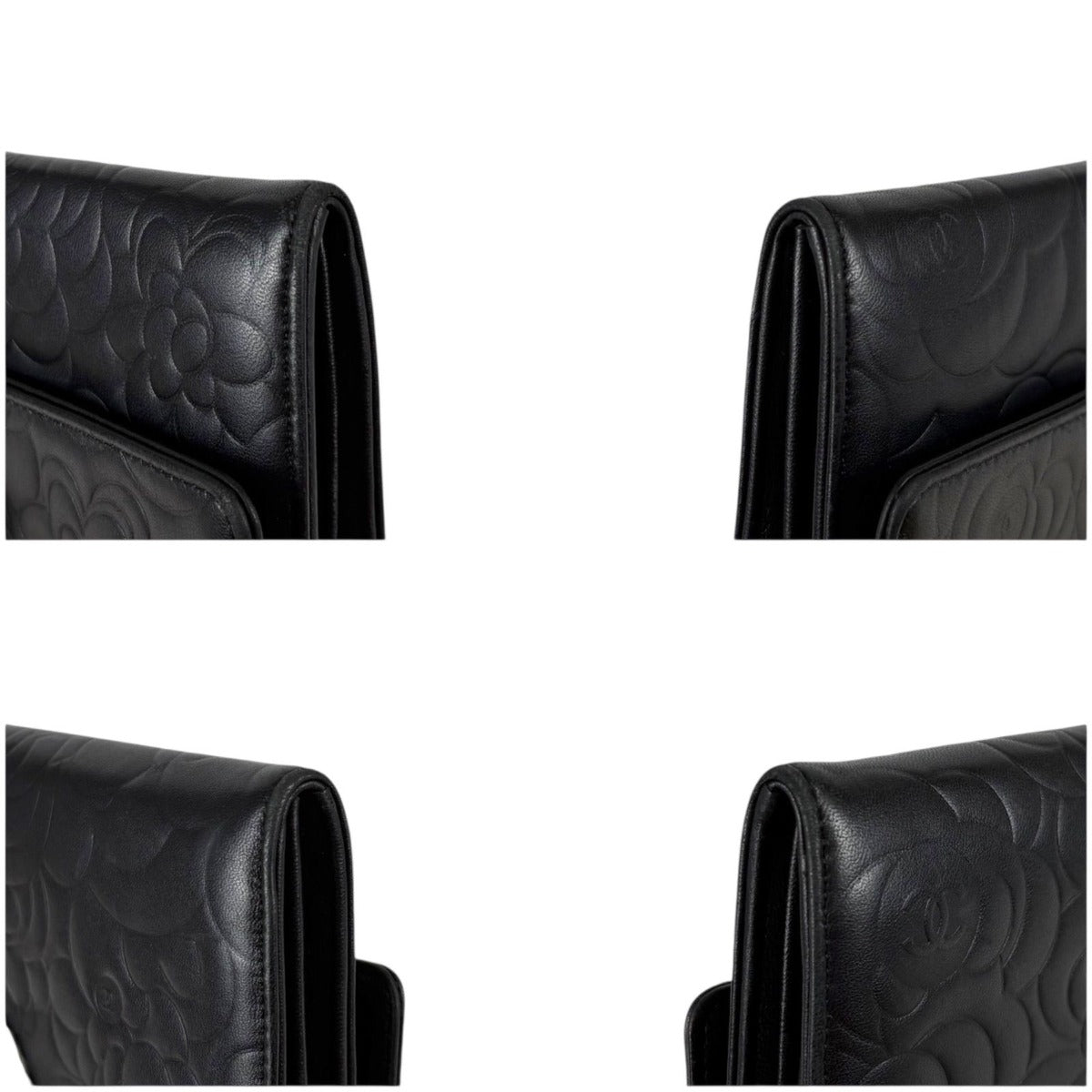 Chanel Camellia Long Wallet Bifold CC Logo Black — view 8