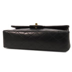 Chanel Chain Black Gold Lambskin Quilted 25 Double Flap Shoulder Bag Vintage — view 3