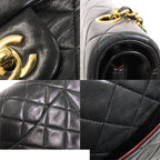Chanel Chain Black Gold Lambskin Quilted 25 Double Flap Shoulder Bag Vintage — view 5