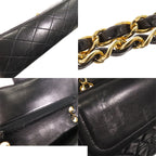 Chanel Chain Black Gold Lambskin Quilted 25 Double Flap Shoulder Bag Vintage — view 6