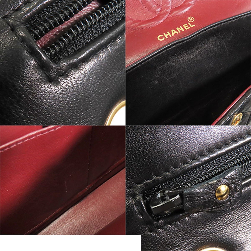 Chanel Chain Black Gold Lambskin Quilted 25 Double Flap Shoulder Bag Vintage — view 7
