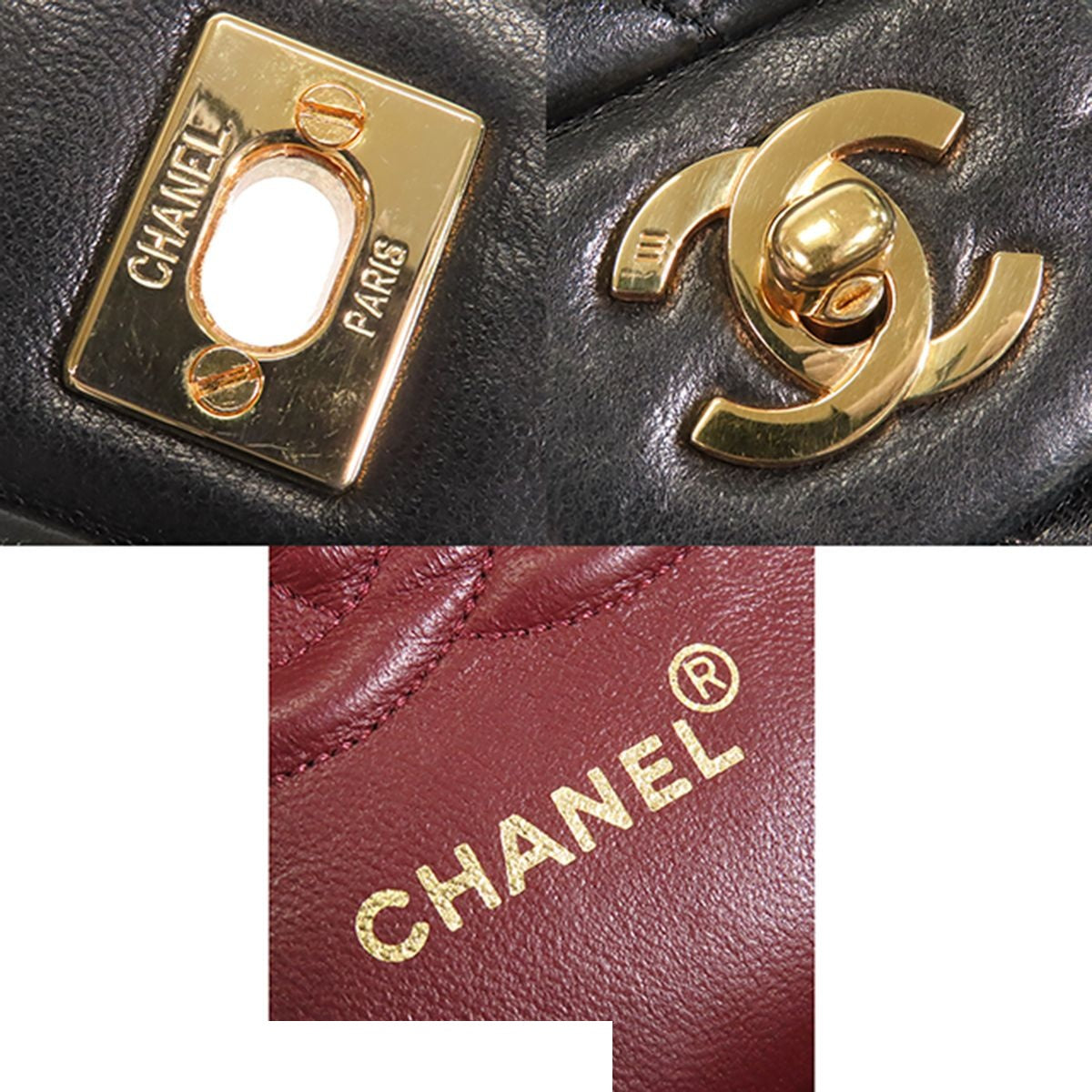 Chanel Chain Black Gold Lambskin Quilted 25 Double Flap Shoulder Bag Vintage — view 8