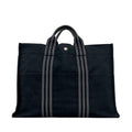Hermes Tote Bag Fourre Tout MM Black Gray Lightweight Cotton Canvas Document
