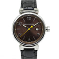 Louis Vuitton Tambour Date Brown SS Quartz Watch