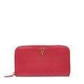 Prada Logo Round Zipper Long Wallet 1 Ml506 Pink Saffiano Leather