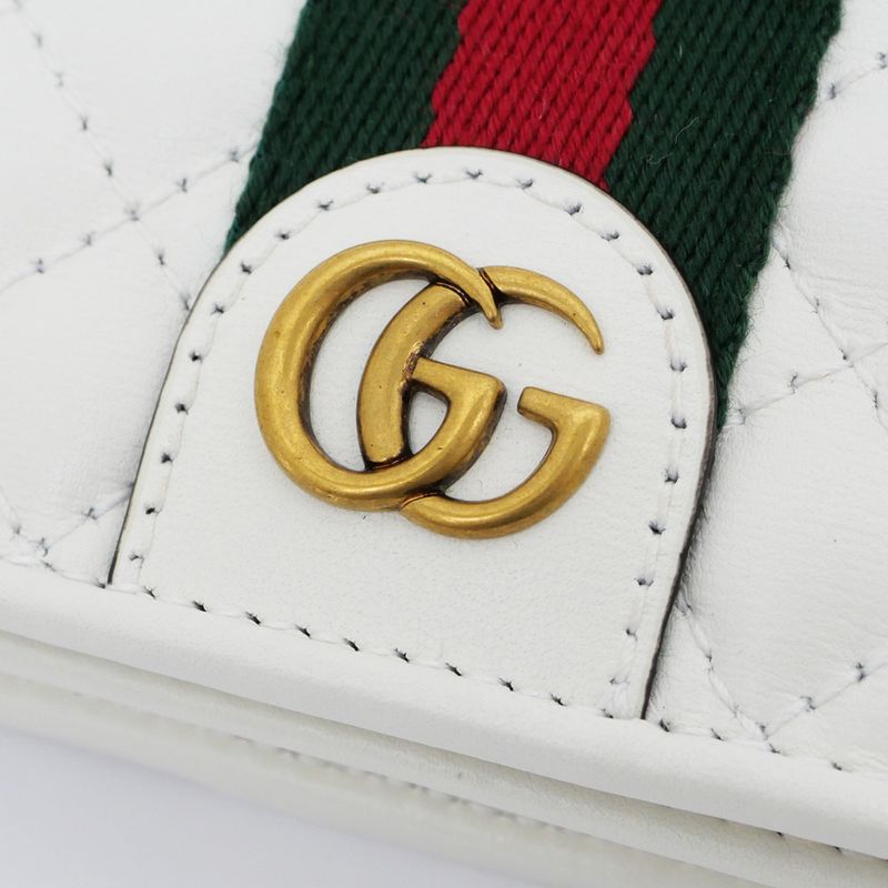 Gucci Sherry Line GG Quilted Compact Wallet White Leather Bifold — view 8