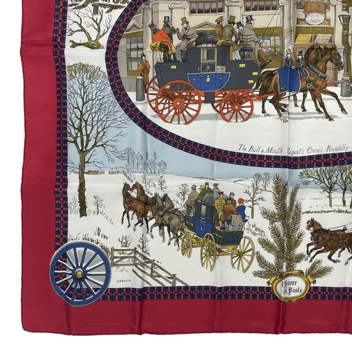 Hermes Scarf Silk Carre 90 Lhiver en Poste Winter Mail Red — view 4
