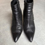 Chanel Pointed Toe Coco Mark Button Leather Zip Boots 37 1 2 C — view 7