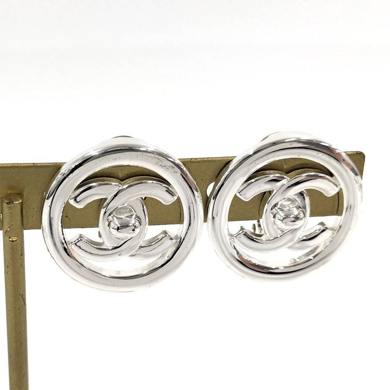 Chanel Earrings Coco Mark Turnlock Plated Silver 97 — view 2