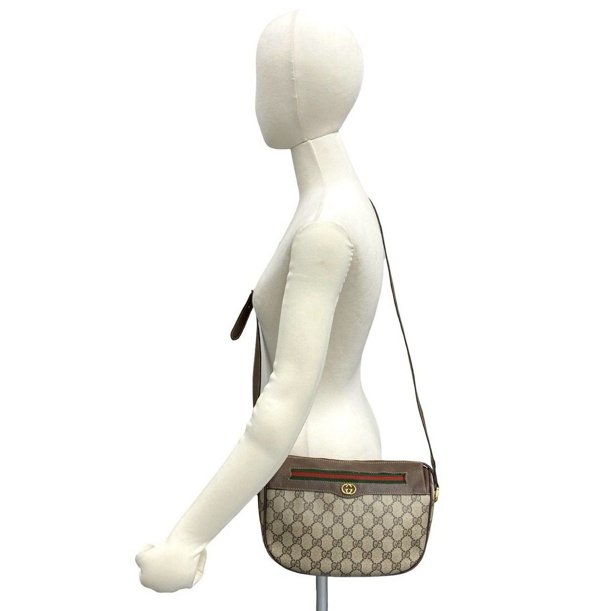 Gucci Vintage Sherry Line GG Logo Leather Shoulder Bag Brown — view 2