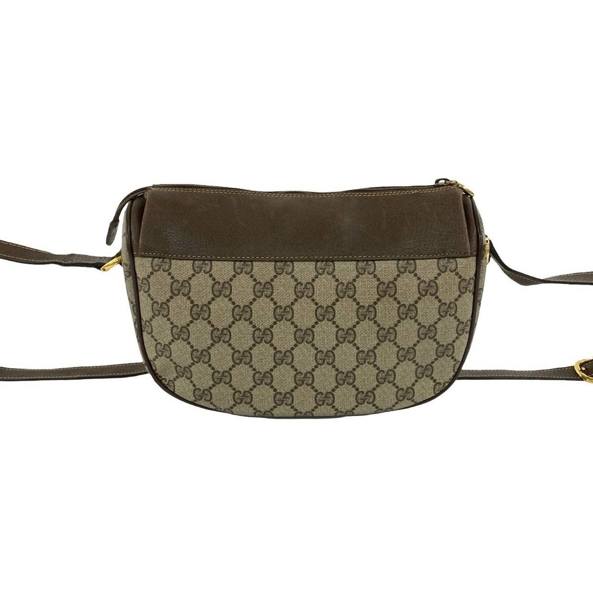 Gucci Vintage Sherry Line GG Logo Leather Shoulder Bag Brown — view 3