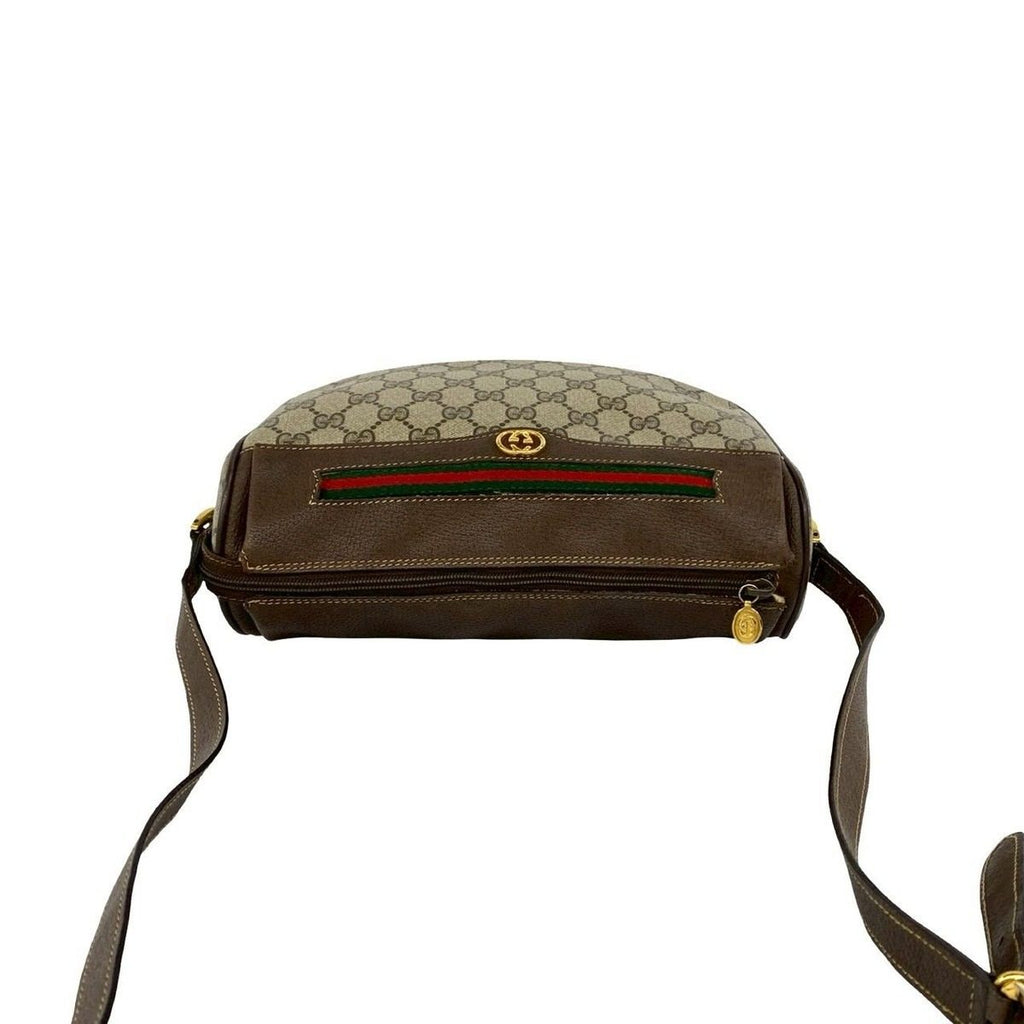 Gucci Vintage Sherry Line GG Logo Leather Shoulder Bag Brown — view 4