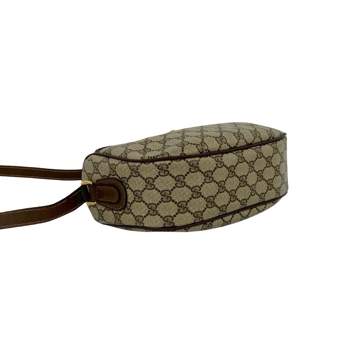 Gucci Vintage Sherry Line GG Logo Leather Shoulder Bag Brown — view 7