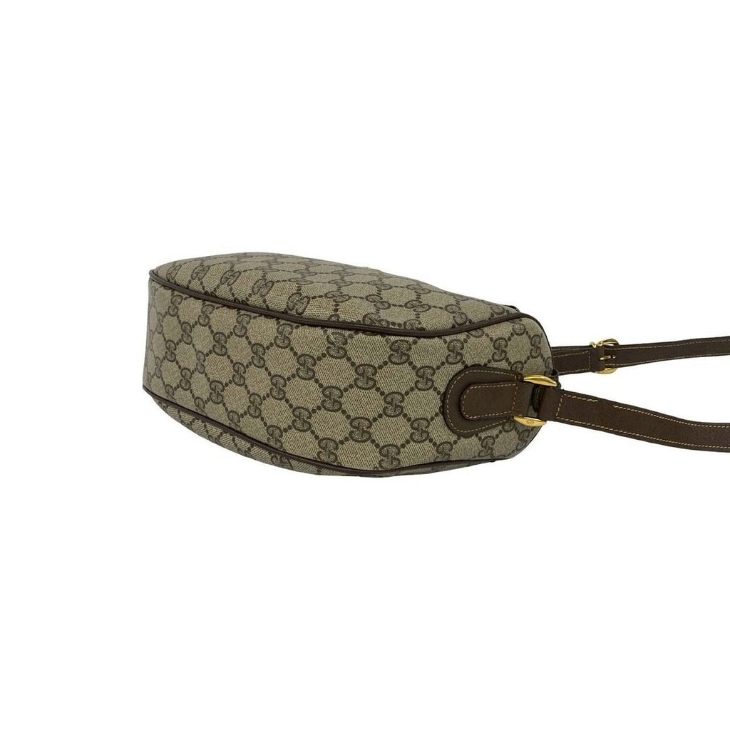 Gucci Vintage Sherry Line GG Logo Leather Shoulder Bag Brown — view 8