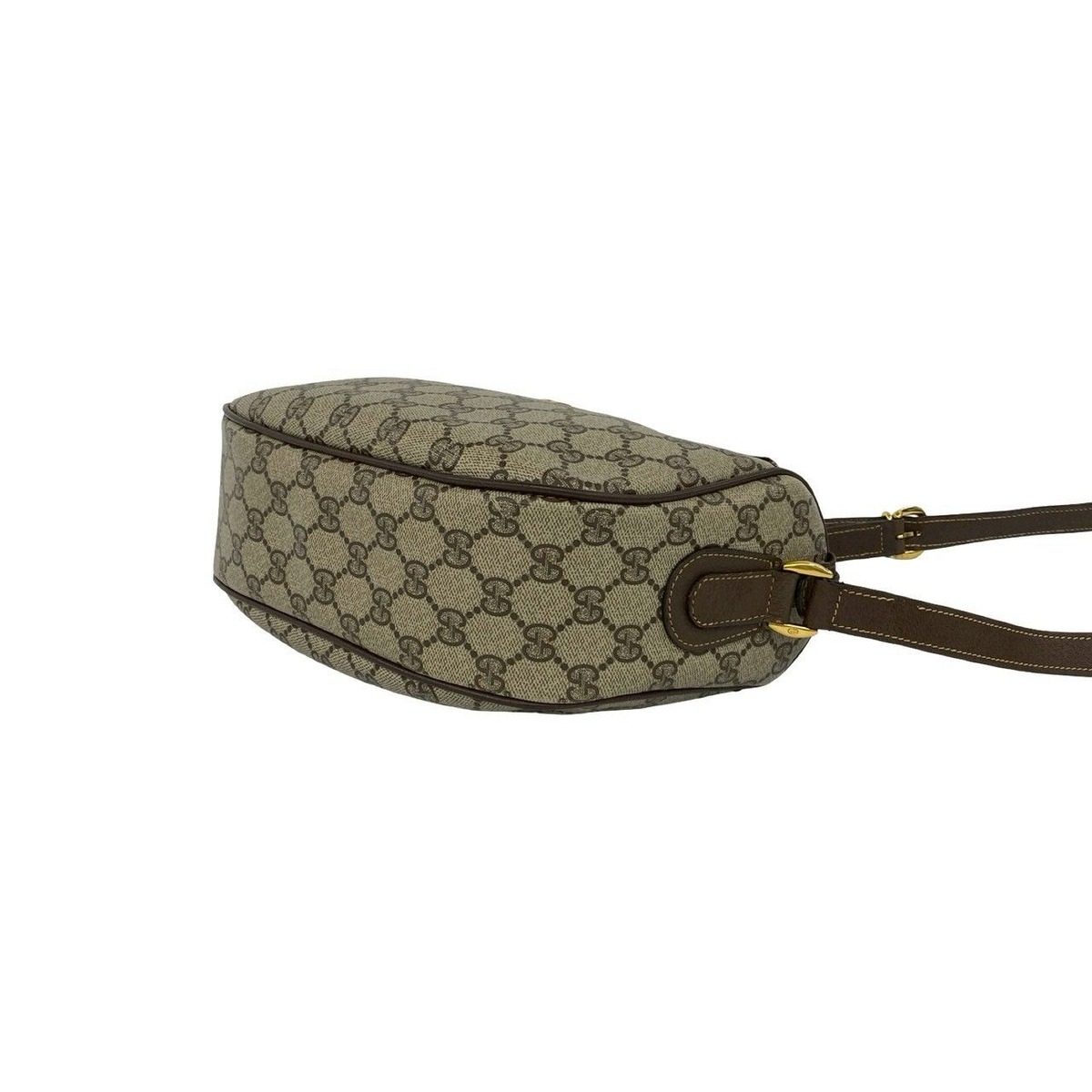 Gucci Vintage Sherry Line GG Logo Leather Shoulder Bag Brown — view 8