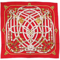 Hermes Carre 140 Cavalcadour Cashmere Silk Red Scarf 1379