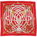 Hermes Carre 140 Cavalcadour Cashmere Silk Red Scarf 1379