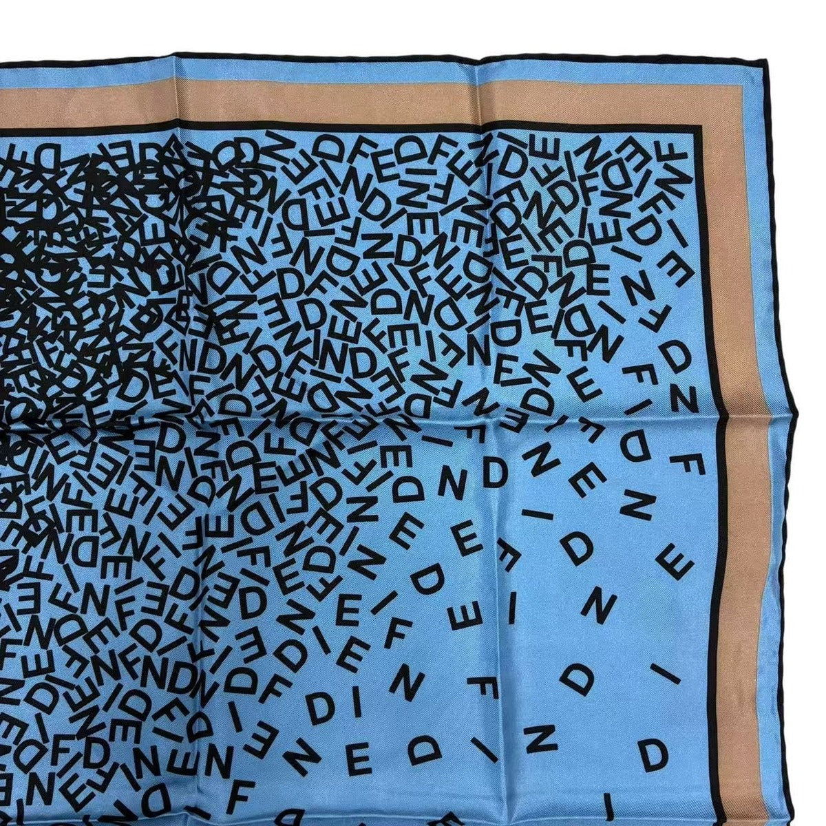 Fendi Scarf 100% Silk Logo Blue — view 4