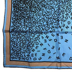 Fendi Scarf 100% Silk Logo Blue — view 6