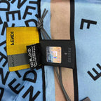 Fendi Scarf 100% Silk Logo Blue — view 9