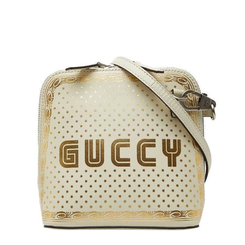 Gucci Sega Guccy Crossbody Bag White Gold Leather — view 2