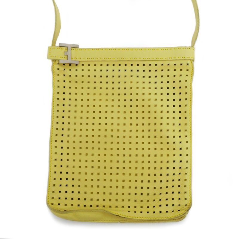 Hermes Tudu Punching Pochette Yellow Silver Hardware Shoulder Bag — view 2