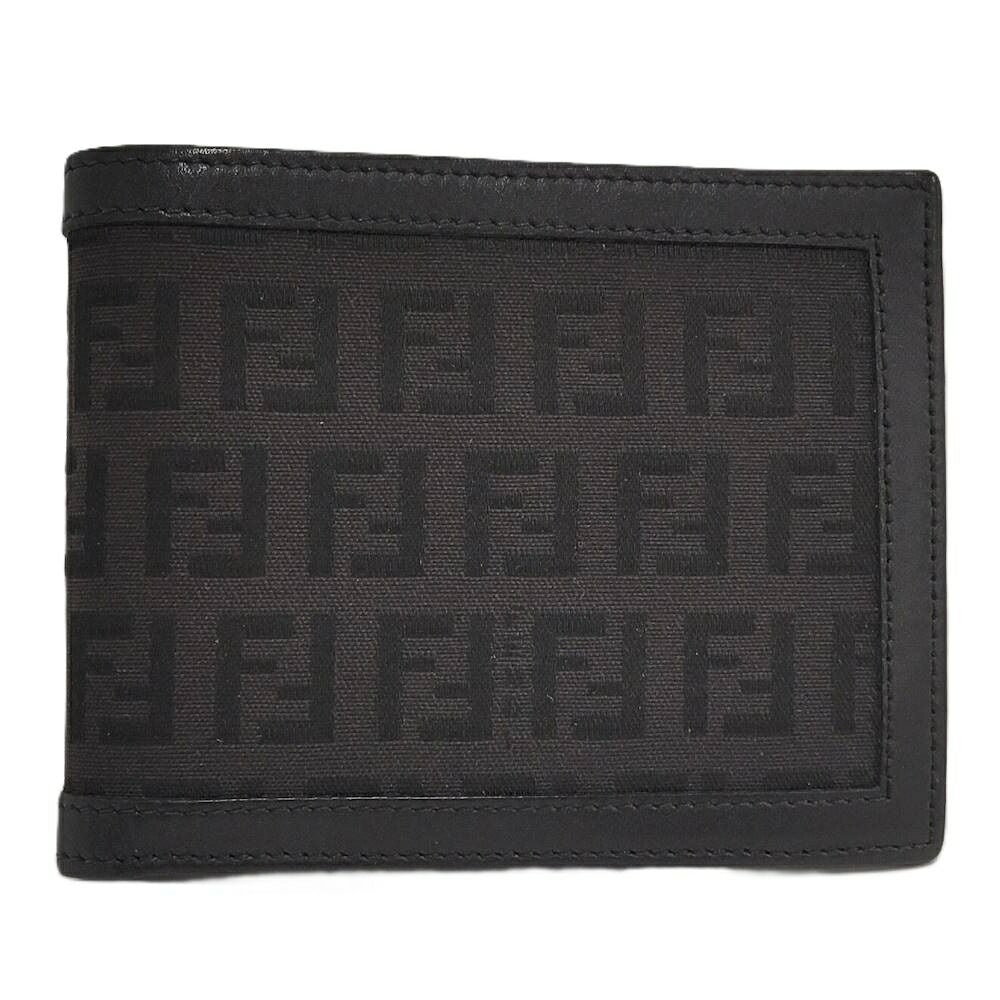 Fendi Bifold Wallet Zucca Leather Canvas Black