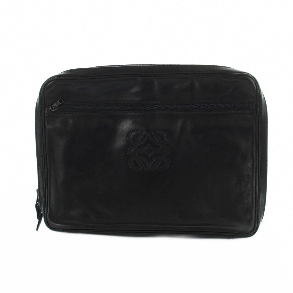 Loewe Clutch Second Leather Logo Black