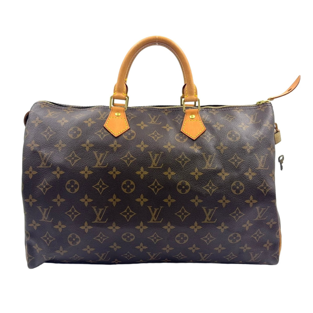 Louis Vuitton Speedy 40 Monogram Leather Brown Light Handbag Gold