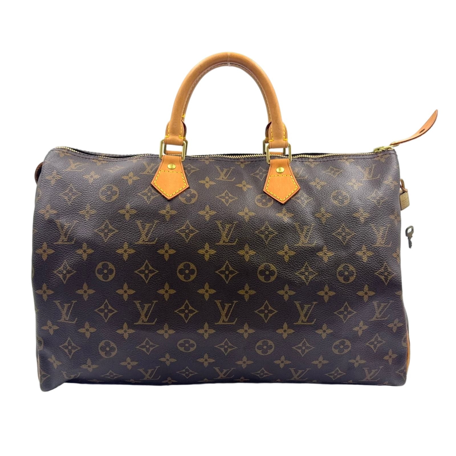 Louis Vuitton Speedy 40 Monogram Leather Brown Light Handbag Gold