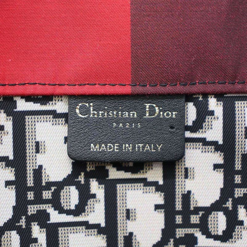 Christian Dior 19 AW Double L Canvas Check Tote Bag Red — view 5