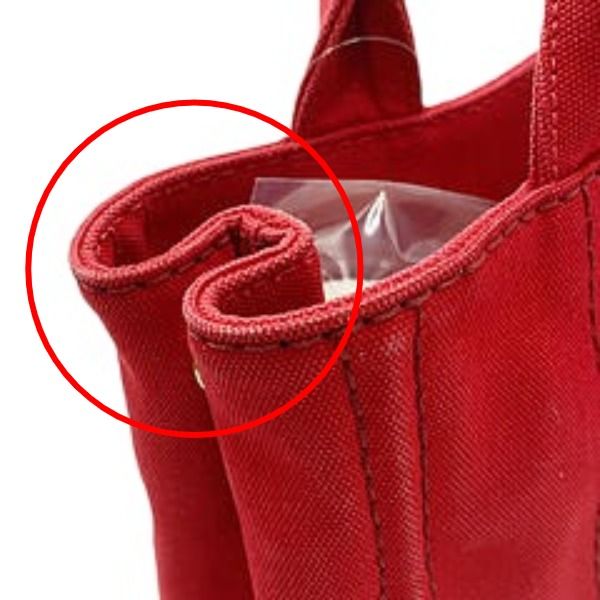 Prada Canvas Tote Canapa Bag Red — view 7